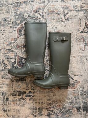 Olive Green Tall Rubber Rain Boots